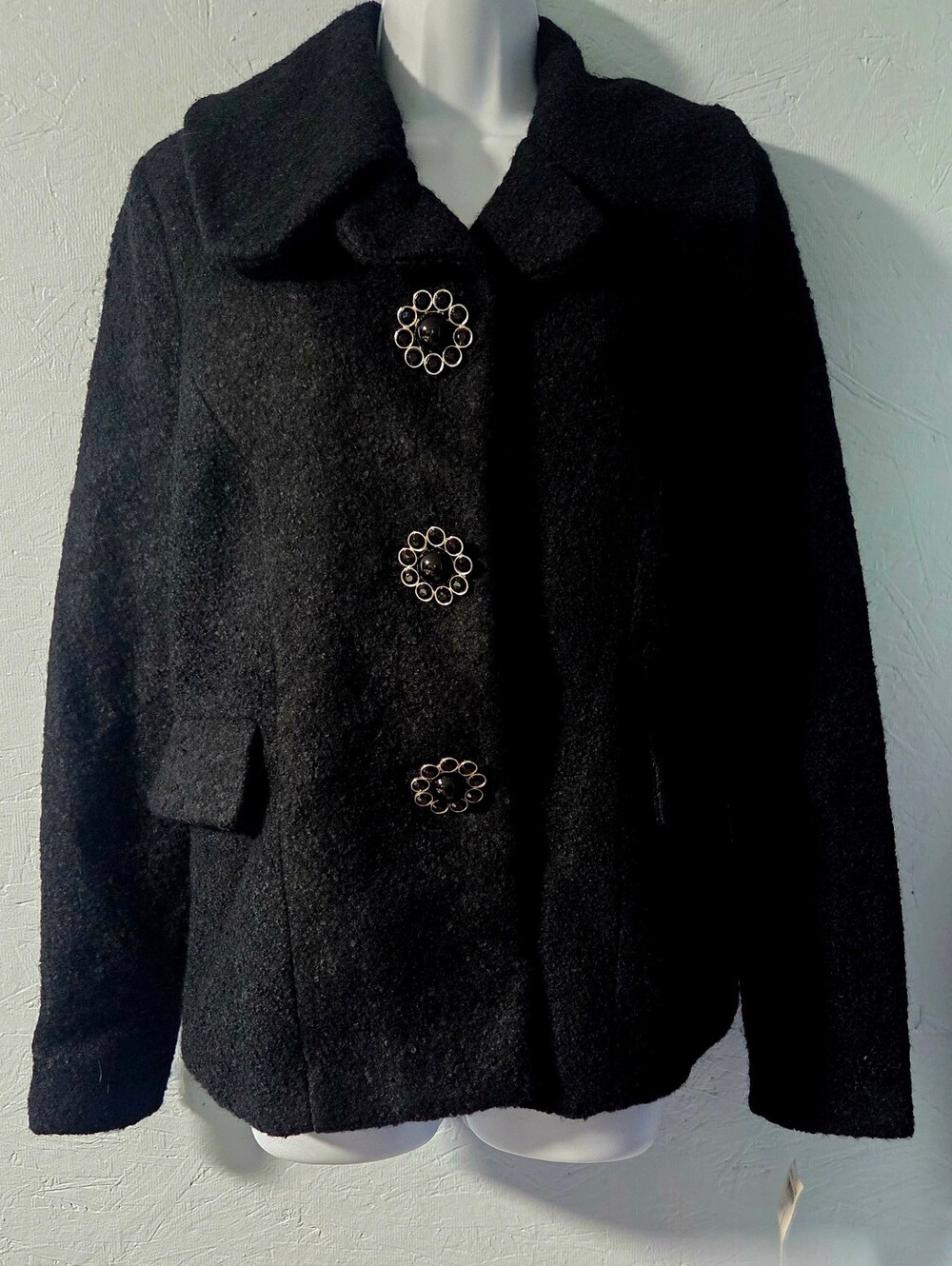 NWT Jou Jou Black Wool Blend Coat - XL